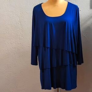 NW/OT 1X WOMEN'S ROYAL BLUE TIERED RUFFLE TOP